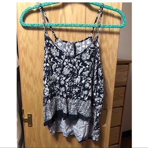 Navy blue and white floral crop top